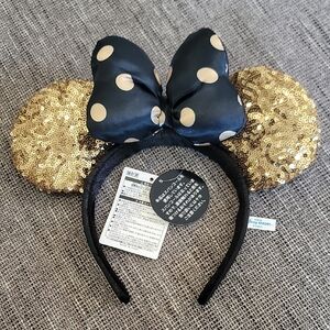 Tokyo Disney Resort Minnie Mouse Ears  – Gold Sequins & Polka Dot Bow